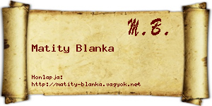 Matity Blanka névjegykártya